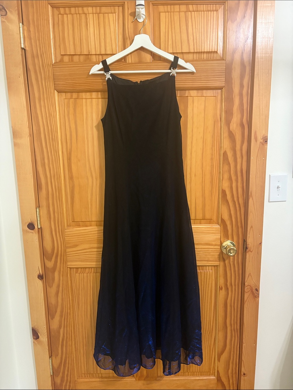 Vintage 90s Betsy & Adam Blue Glitter Prom Dress Size 8